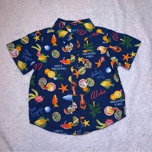 Old Navy Kids Tropical Print Button Down Shirt - Navy